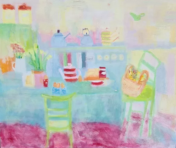 Breakfast Table - Oils on Box Canvas 47" x 39" -